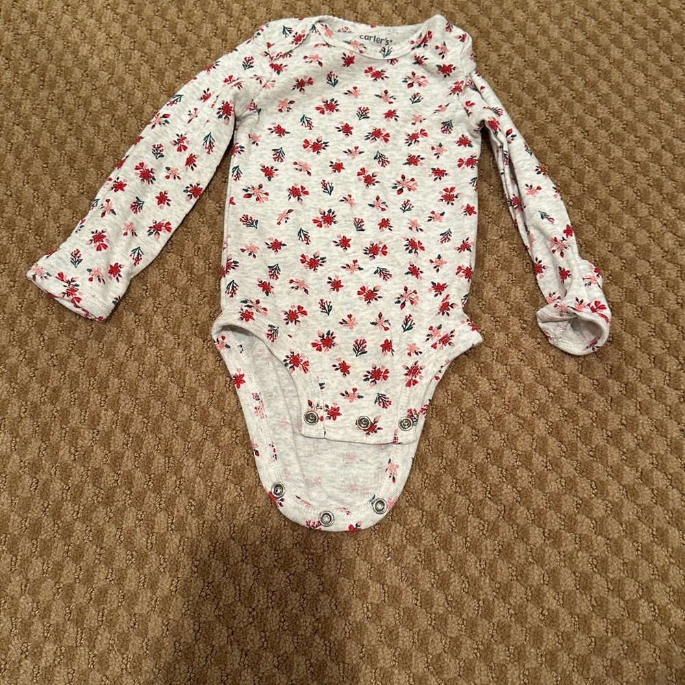 Carter's Red and White Floral Bodysuit